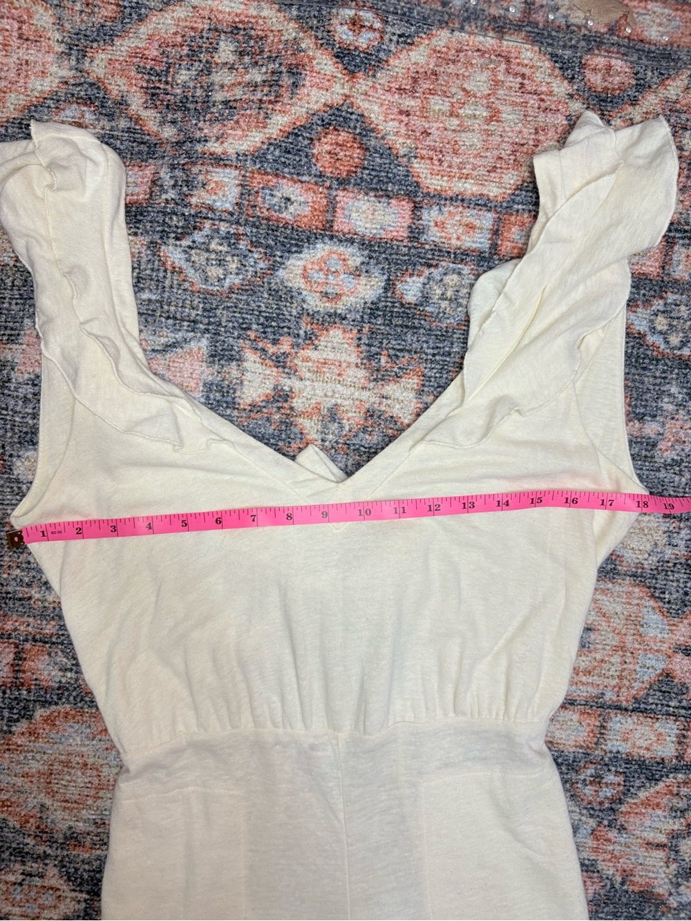 Free People Beach Linen Blend Calluna Jumpsuit Ruffle details tie back size XS - Picture 10 of 15